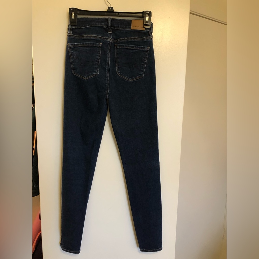 American Eagle jeggings, size 0 regular length, dark blue wash, near new cond - Picture 4 of 9
